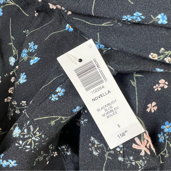 NWT Arizia Wilfred Novella Puff-Sleeve Mini Dress in Black Floral Size 6 - Picture 5 of 6